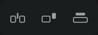 The three add controls at the left of the preview monitor's control bar — Insert into main storyline, Append to end of storyline, and Drop clips on top of storyline — the buttons that place a loaded clip into the timeline.